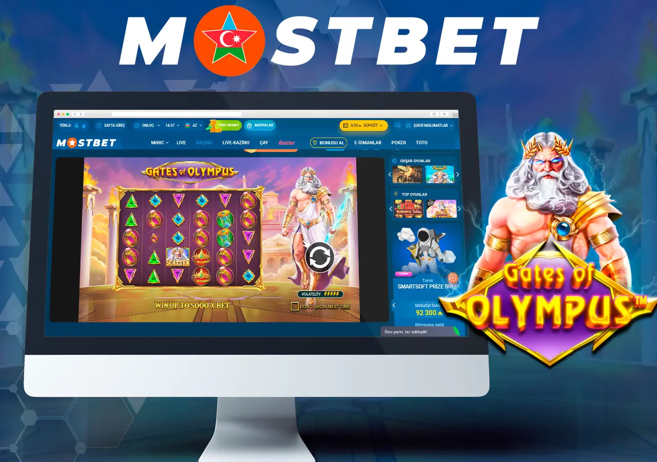 Azərbaycandan olan oyunçular üçün Olympus ' un Mostbet Gates yuvasının Təsviri
